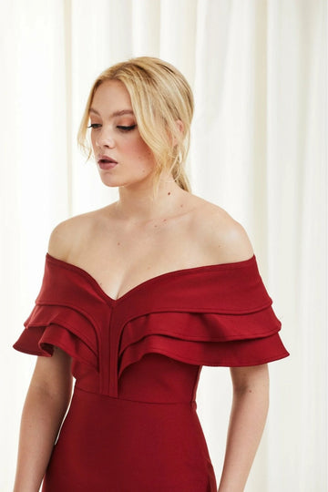 Red Triple Layer Bandage Dress Double Second
